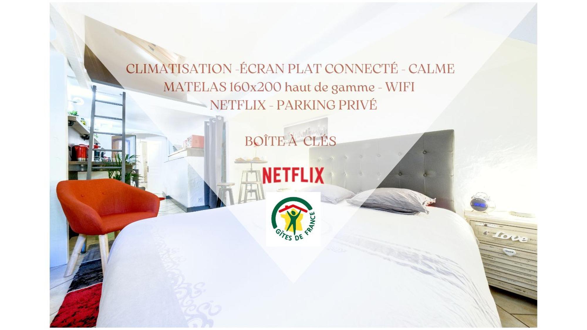 Studio, Lit Queen Size, Netflix Et Wifi, Parking, Hypercentre A 400m, Lave Vaisselle, Arrivee Tardive Possible Avec Boite A Cles Appartement